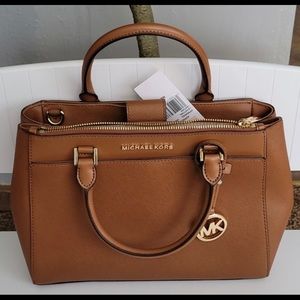 🆕 ⬇️Final Drop⬇️ MICHAEL KORS Adrienne Large Leather Satchel Cognac